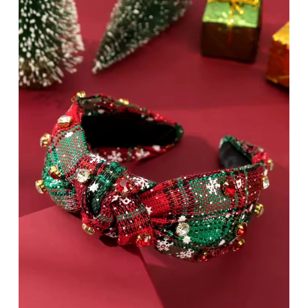 Holiday Jewel Plaid‎ Headband Red Green One Size
